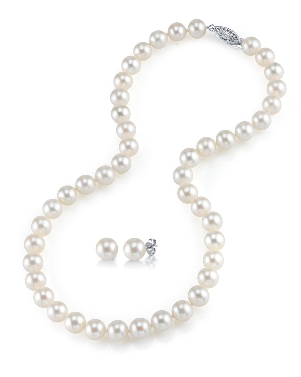 7,0–7,5 mm Süßwasser-Choker-Perlenkette & Ohrringe