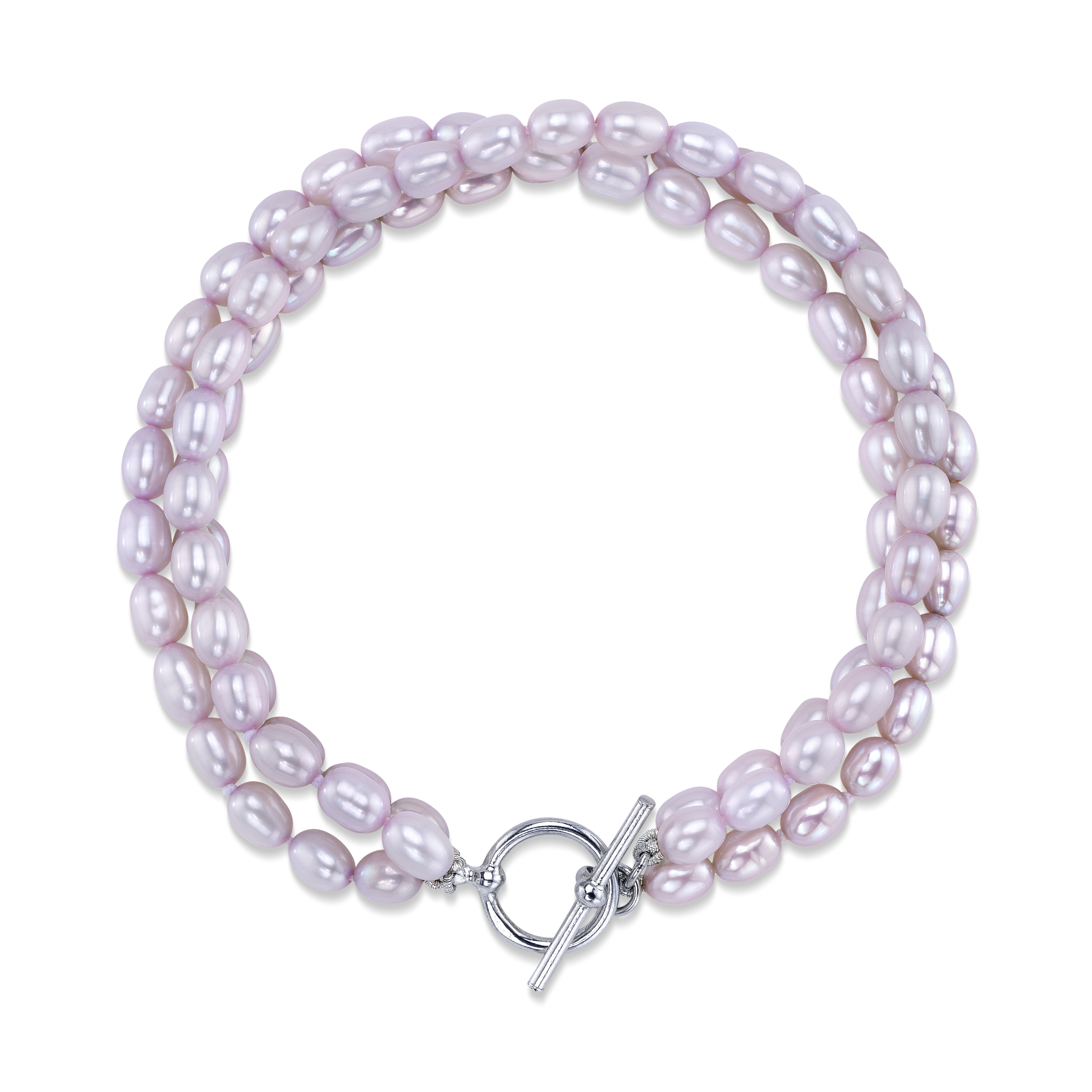 Armband mit drei 4–5 mm großen ovalen rosa Süßwasserperlen