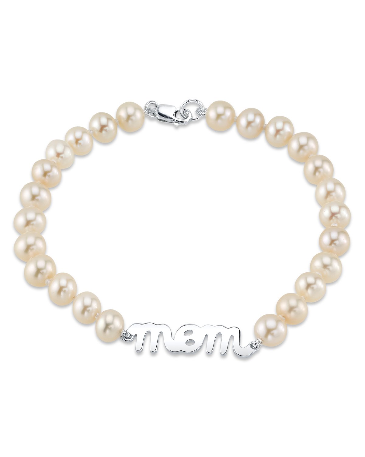 6,0–6,5 mm weißes Süßwasser-Zuchtperlenarmband für Mütter