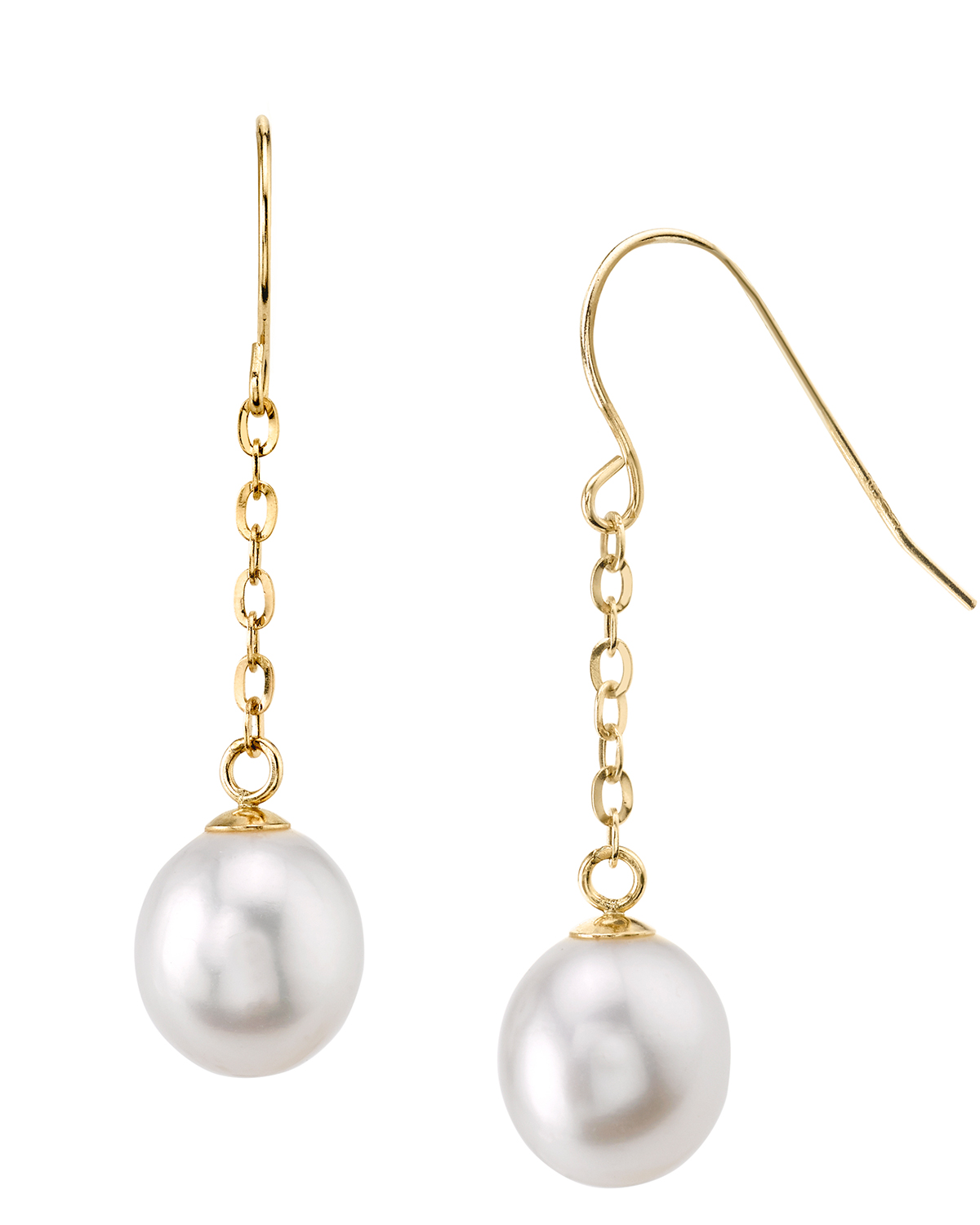 14K Gold Drop - Shape Freshwater Pearl Lila Tincup Earrings