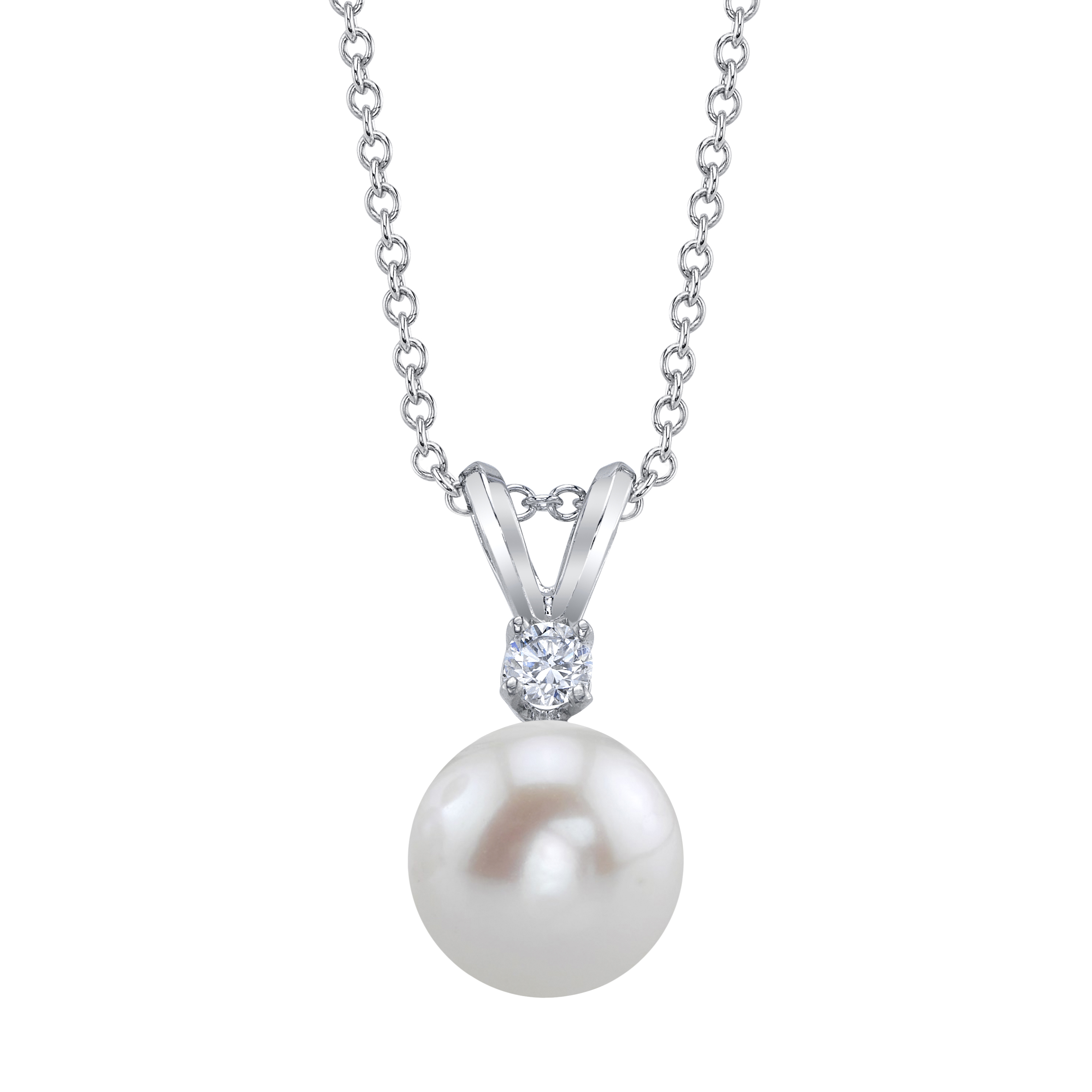 14K Freshwater Pearl & Diamond Classic Pendant