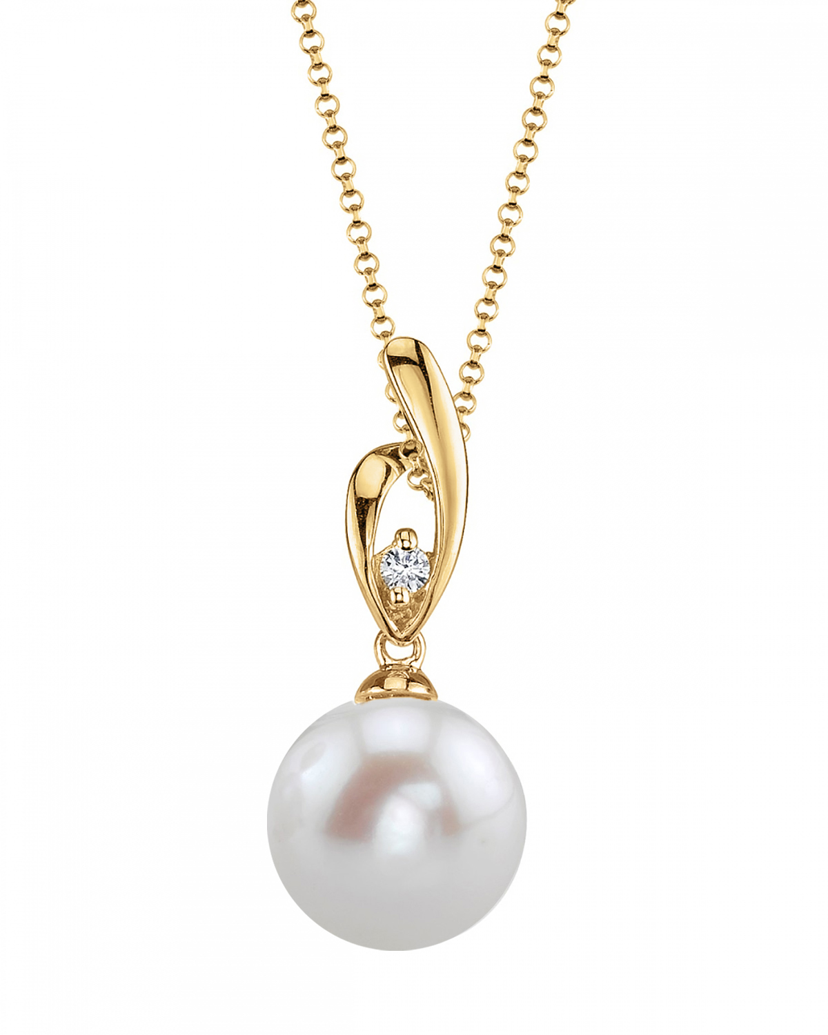 Anhänger „Lois“ aus 14-karätigem Gold mit Süßwasserperle und Diamanten
