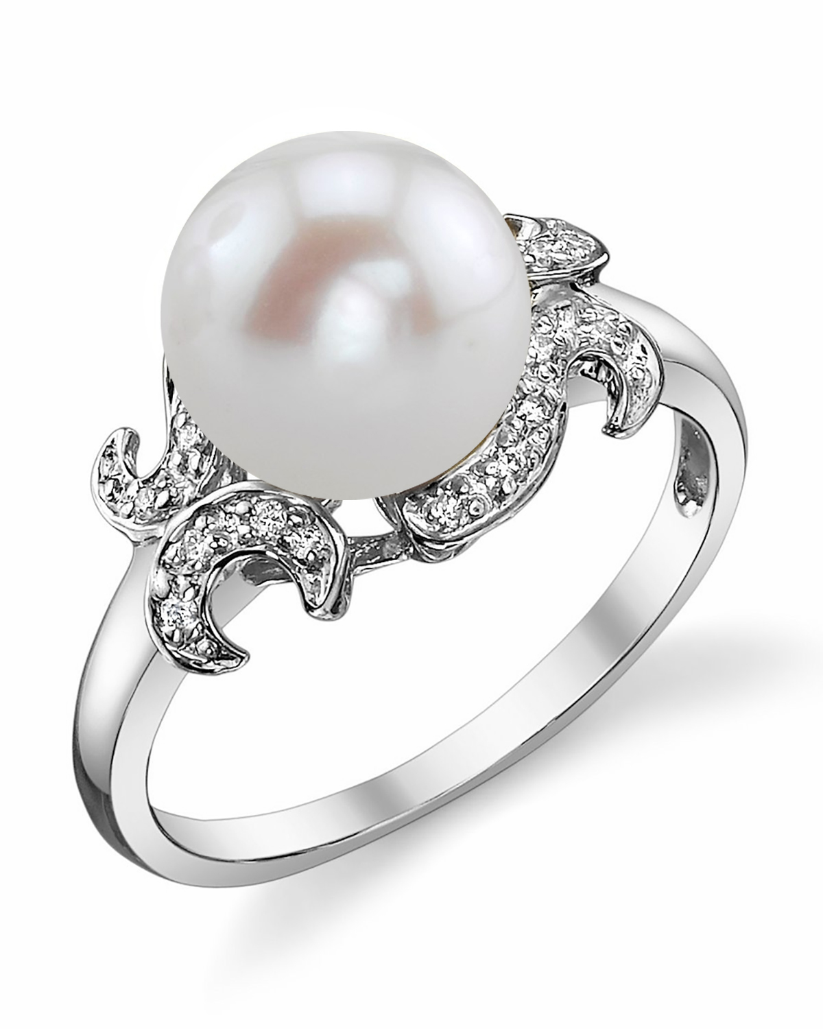 Ring mit Süßwasserperle und Diamanten im Kronjuwelen-Stil