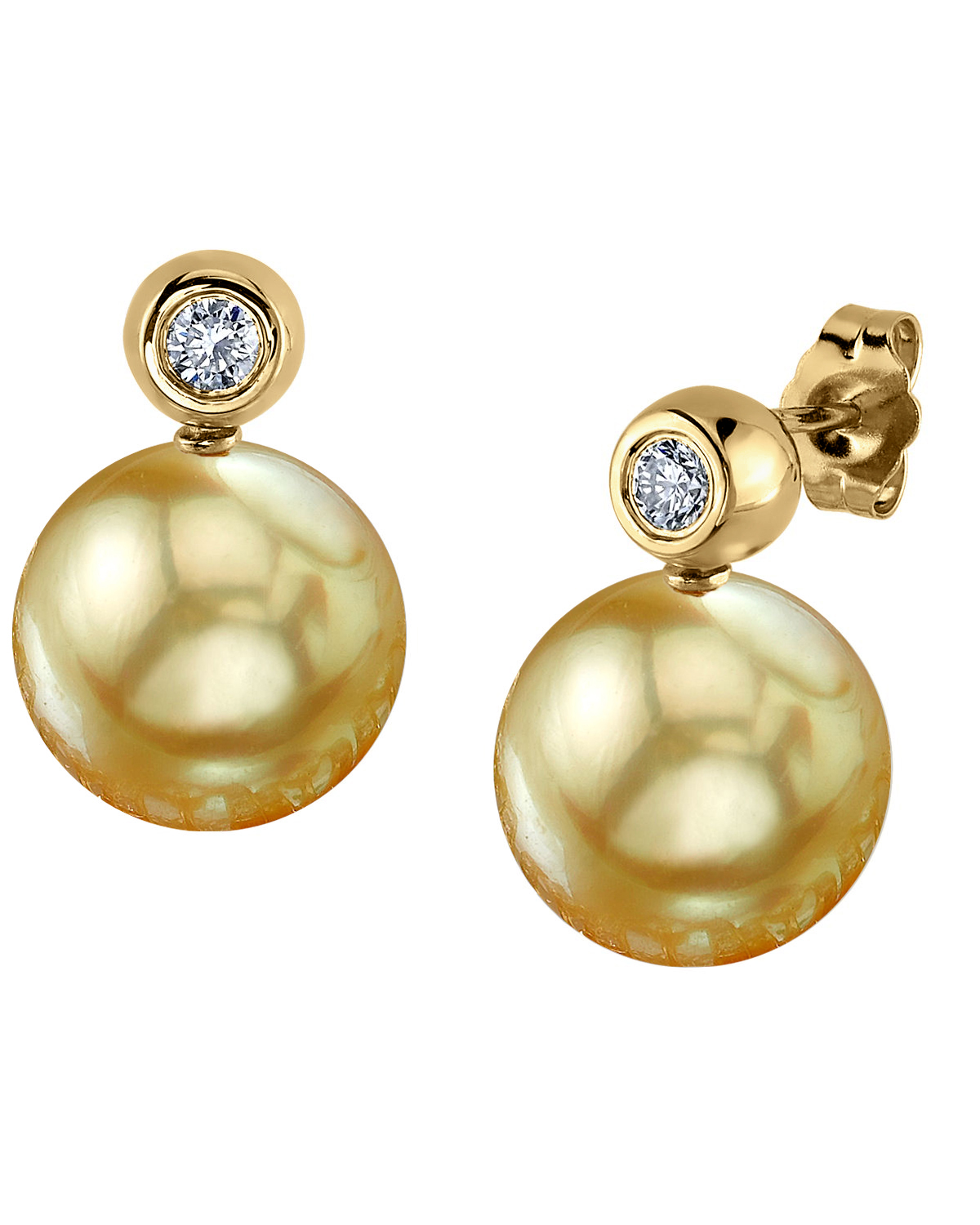 Dakota-Ohrringe mit goldener Südseeperle und Diamanten