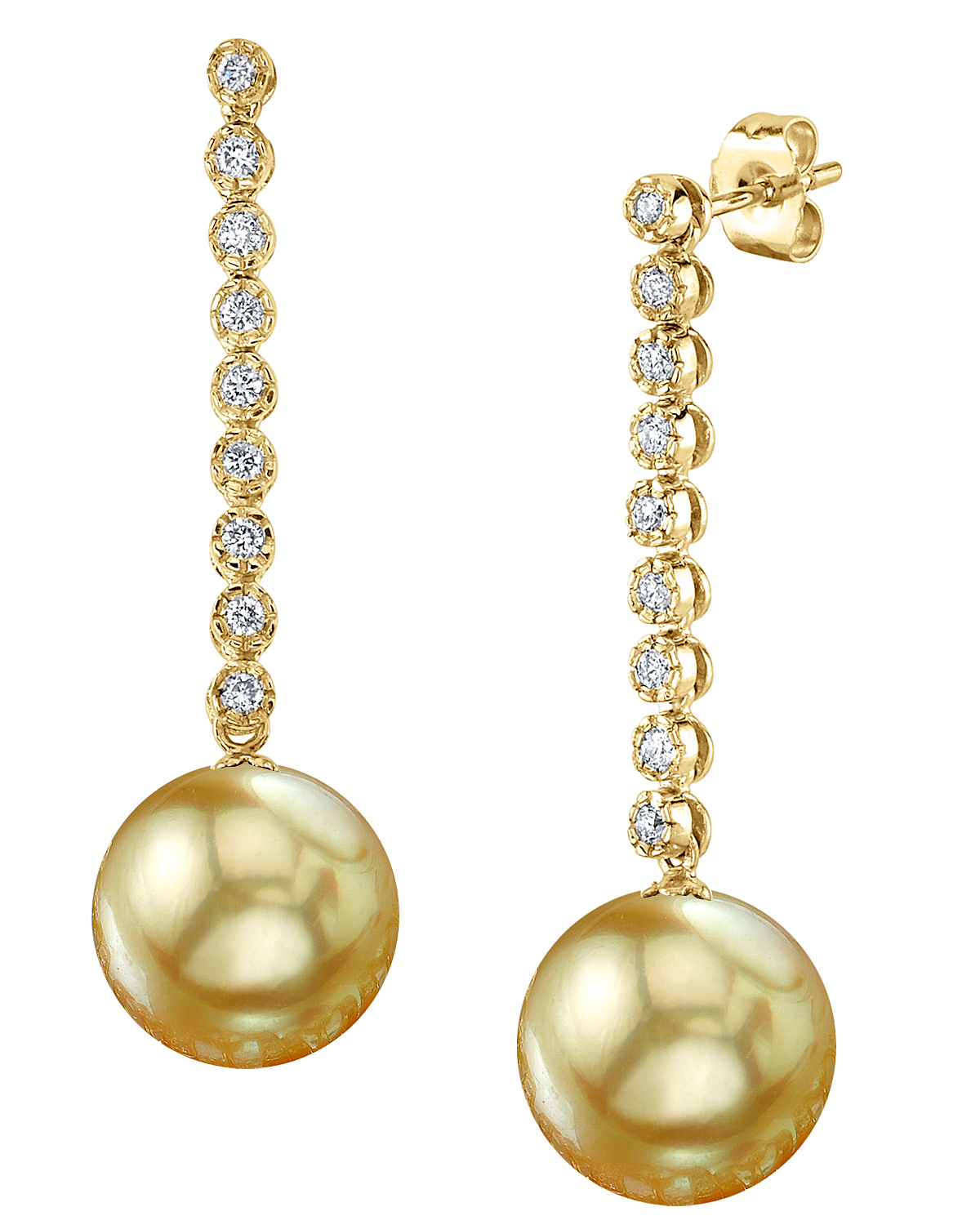 Serena-Ohrringe mit goldener Südseeperle und Diamanten