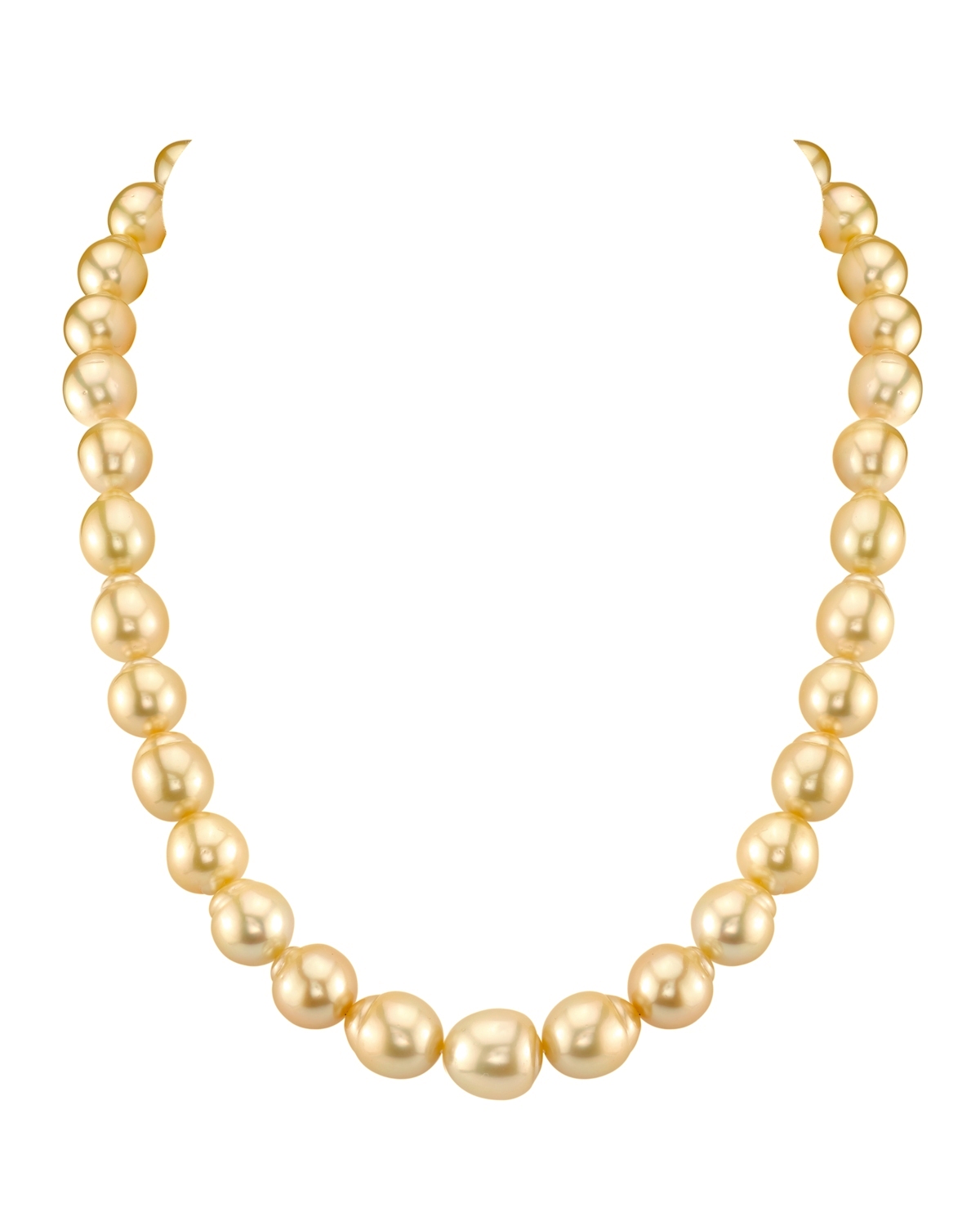 Halskette aus barock geformten goldenen Südseeperlen, 10–12 mm – AAA-Qualität