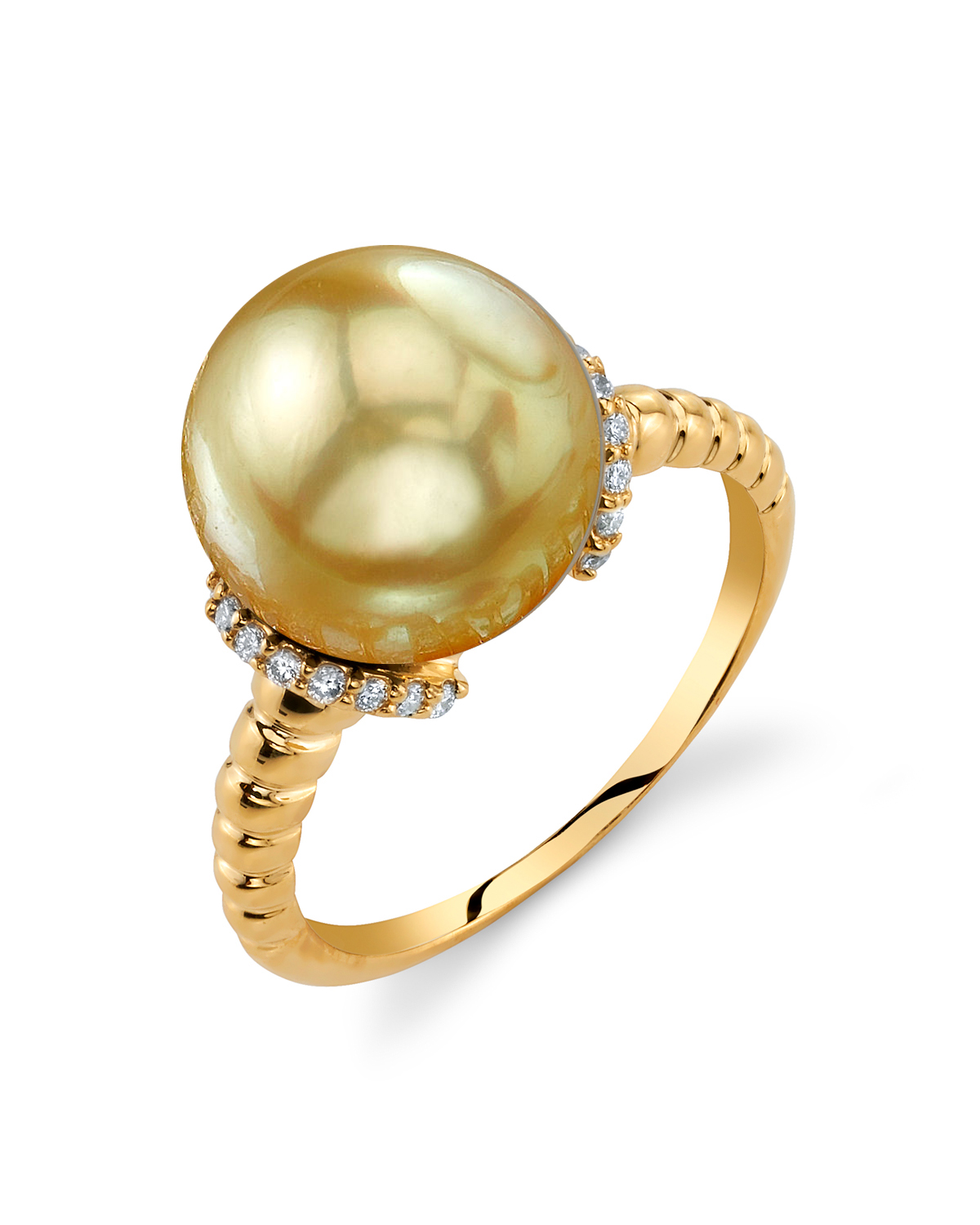 Jackie-Ring mit goldener Südseeperle und Diamanten