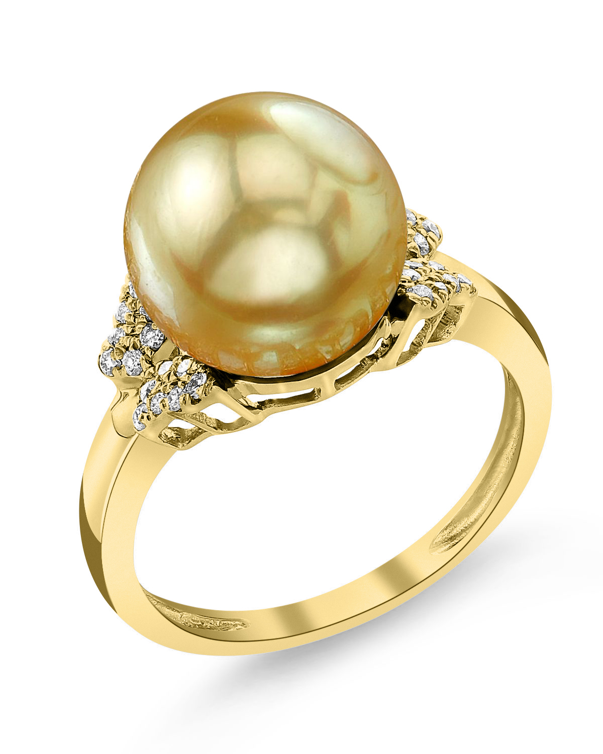 Nora-Ring mit goldener Südseeperle und Diamanten