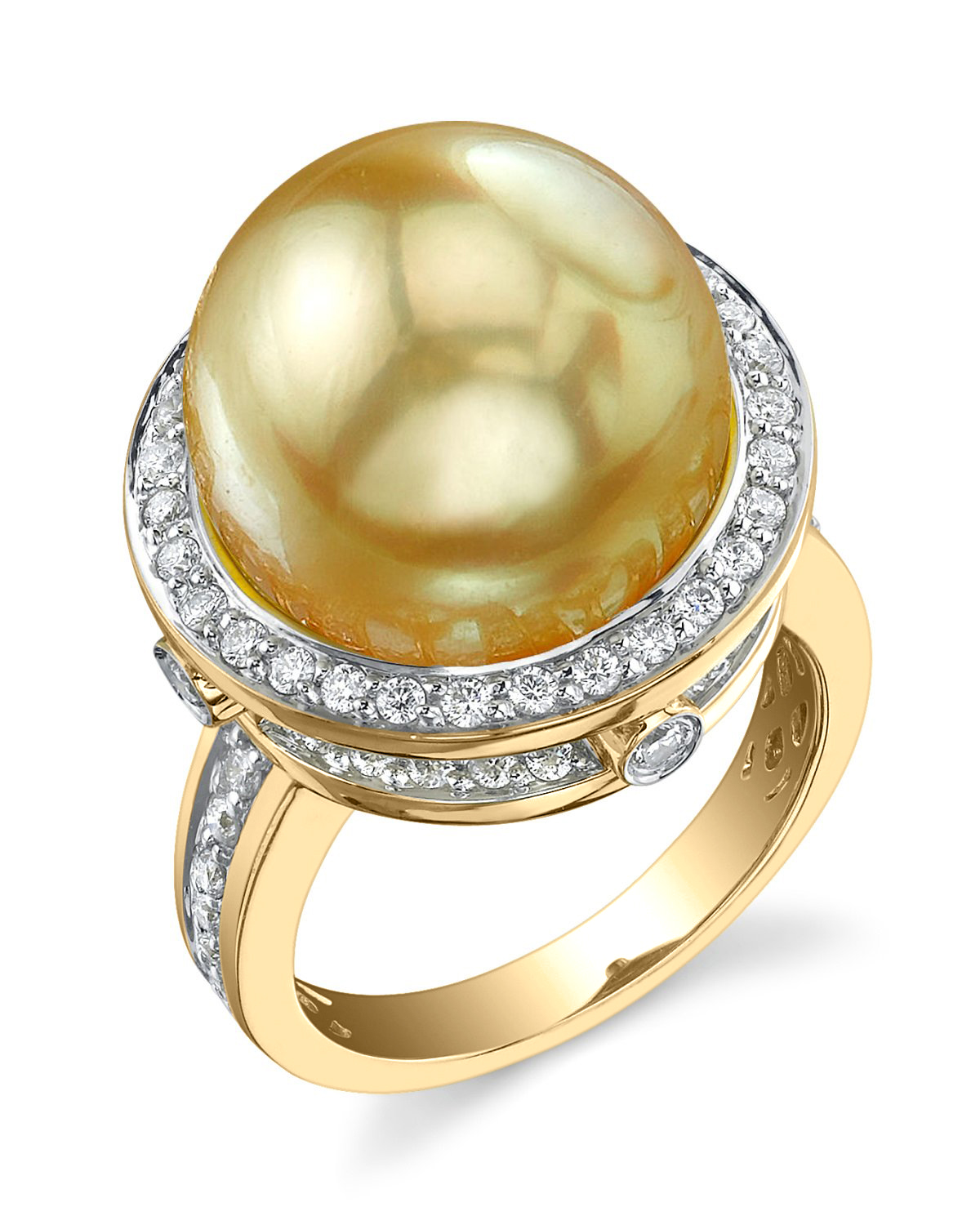 Bella-Ring mit Goldperle und Diamanten