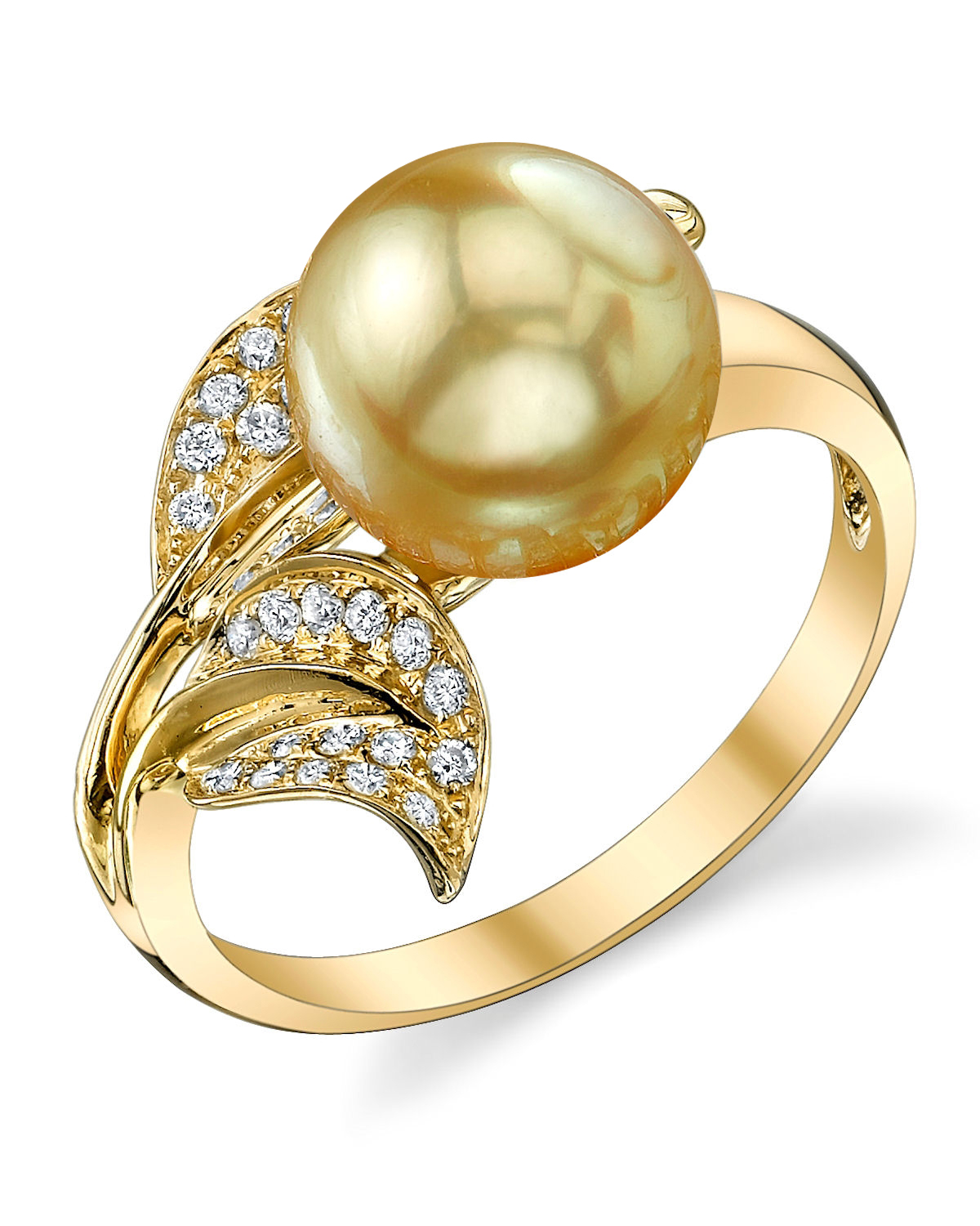 Eva-Ring mit goldener Südseeperle und Diamanten