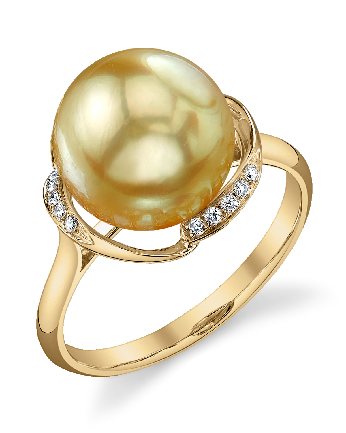 Ring mit Goldperle, Diamanten und Rubin