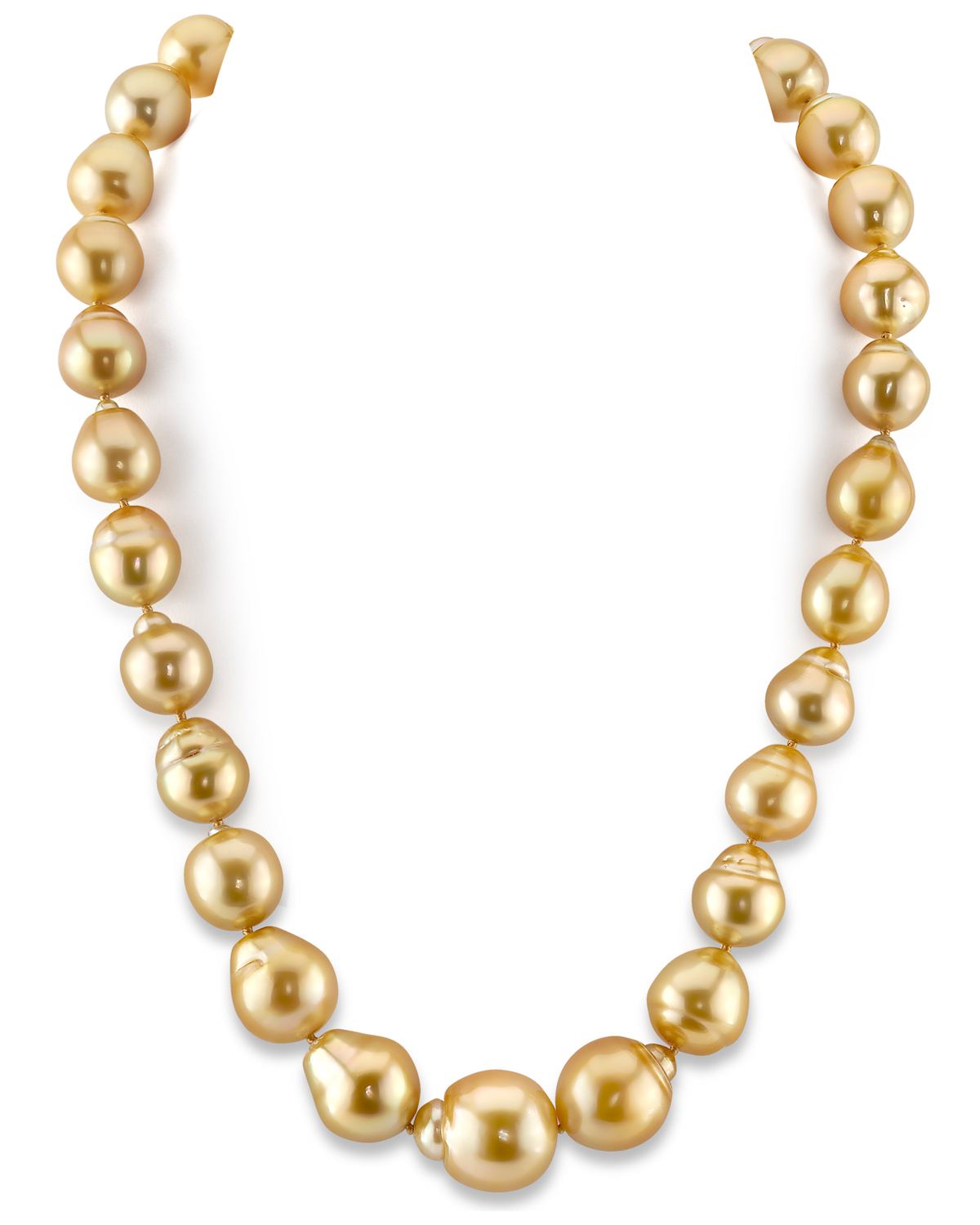 Halskette aus barockförmigen goldenen Südseeperlen, 12–16 mm – AAA-Qualität
