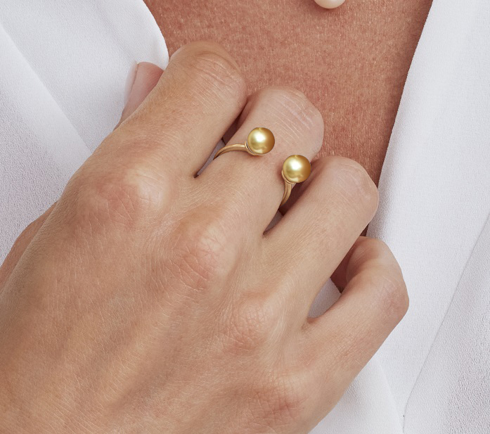 Harper-Ring mit goldener Südseeperle – Modellbild