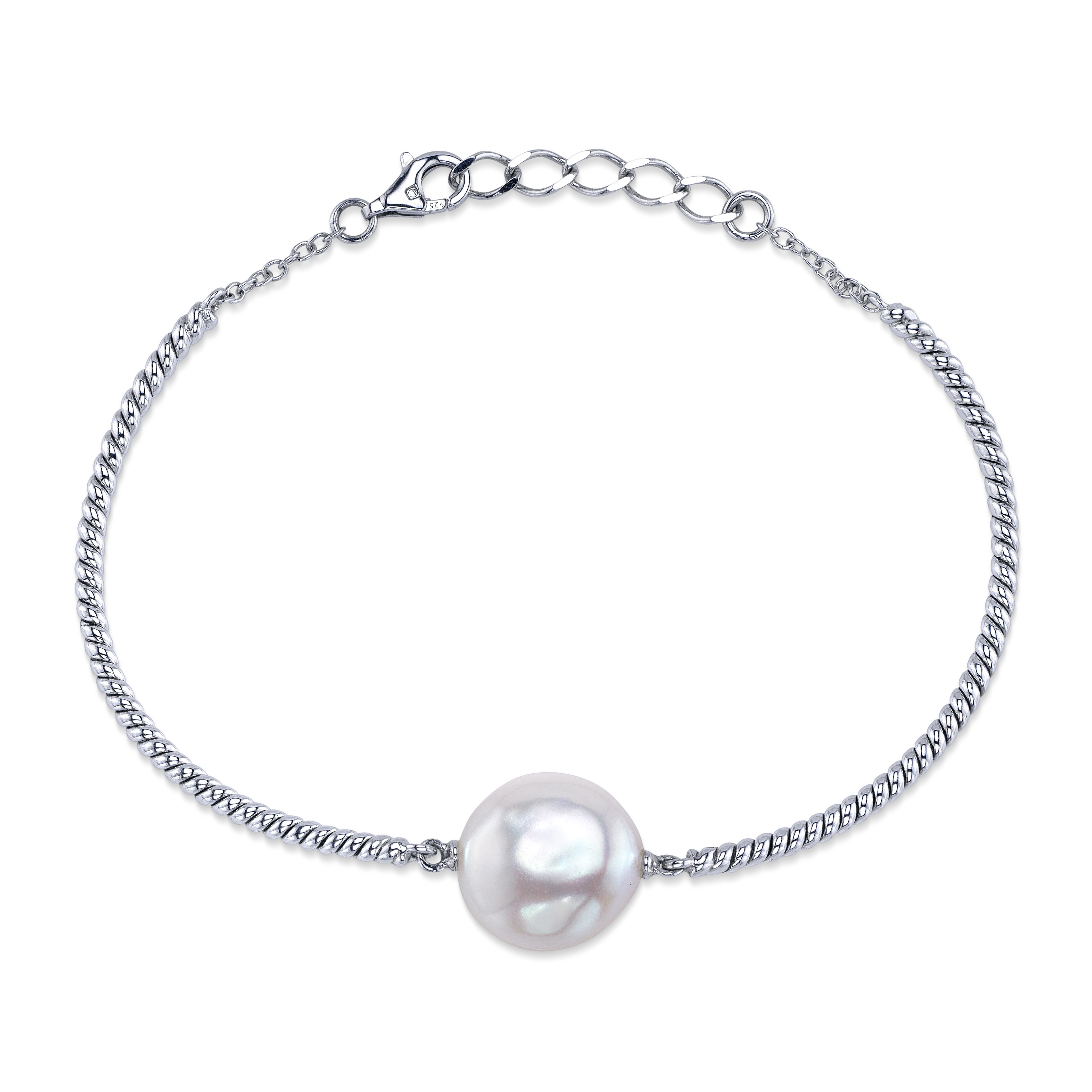 Armband mit weißen Süßwasser-Barockperlen für den Juni