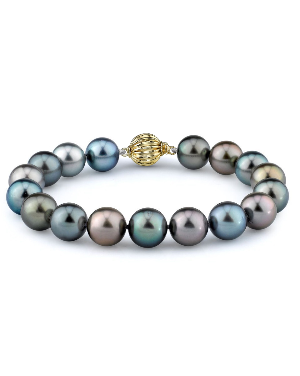 Armband aus 10–11 mm großen mehrfarbigen Tahiti-Südseeperlen – Modellbild