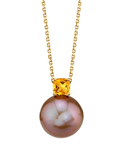 Anhänger aus 14-karätigem Gold mit Süßwasserperle und Citrin