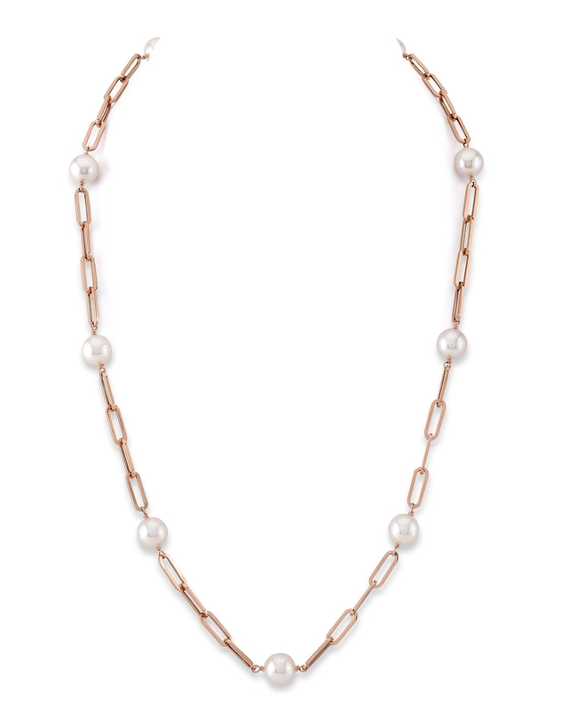 14-karätiges Gold, 8,5–9,0 mm große japanische Akoya-Perle & Gliederkette