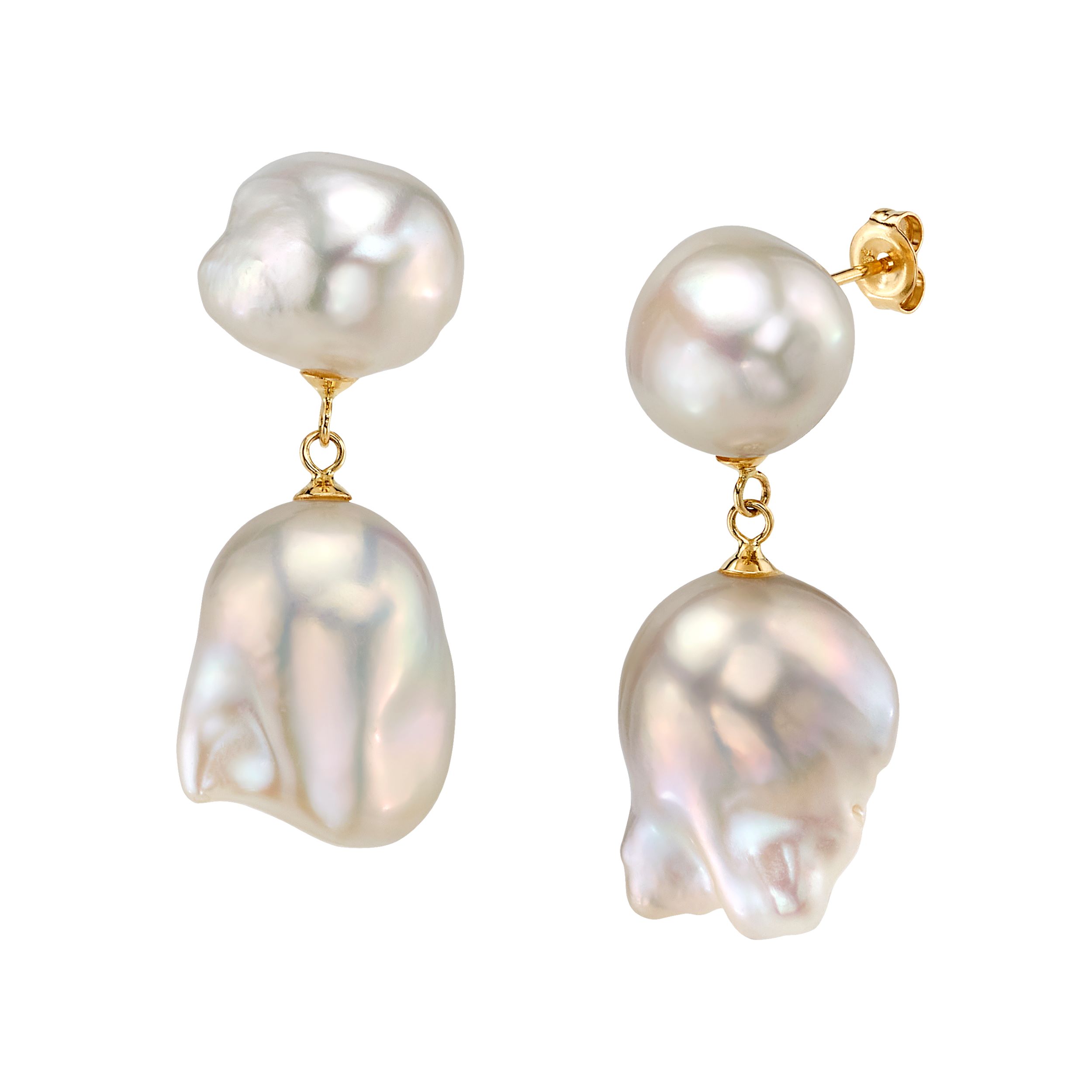 Ohrringe „White Freshwater Baroque Pearl Glory“