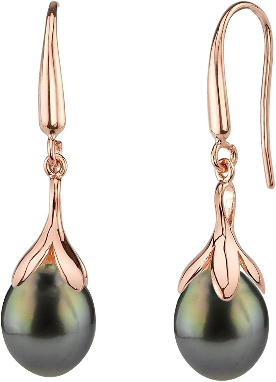 10-11mm Tahitian South Sea Pearl Olive Drop Earrings