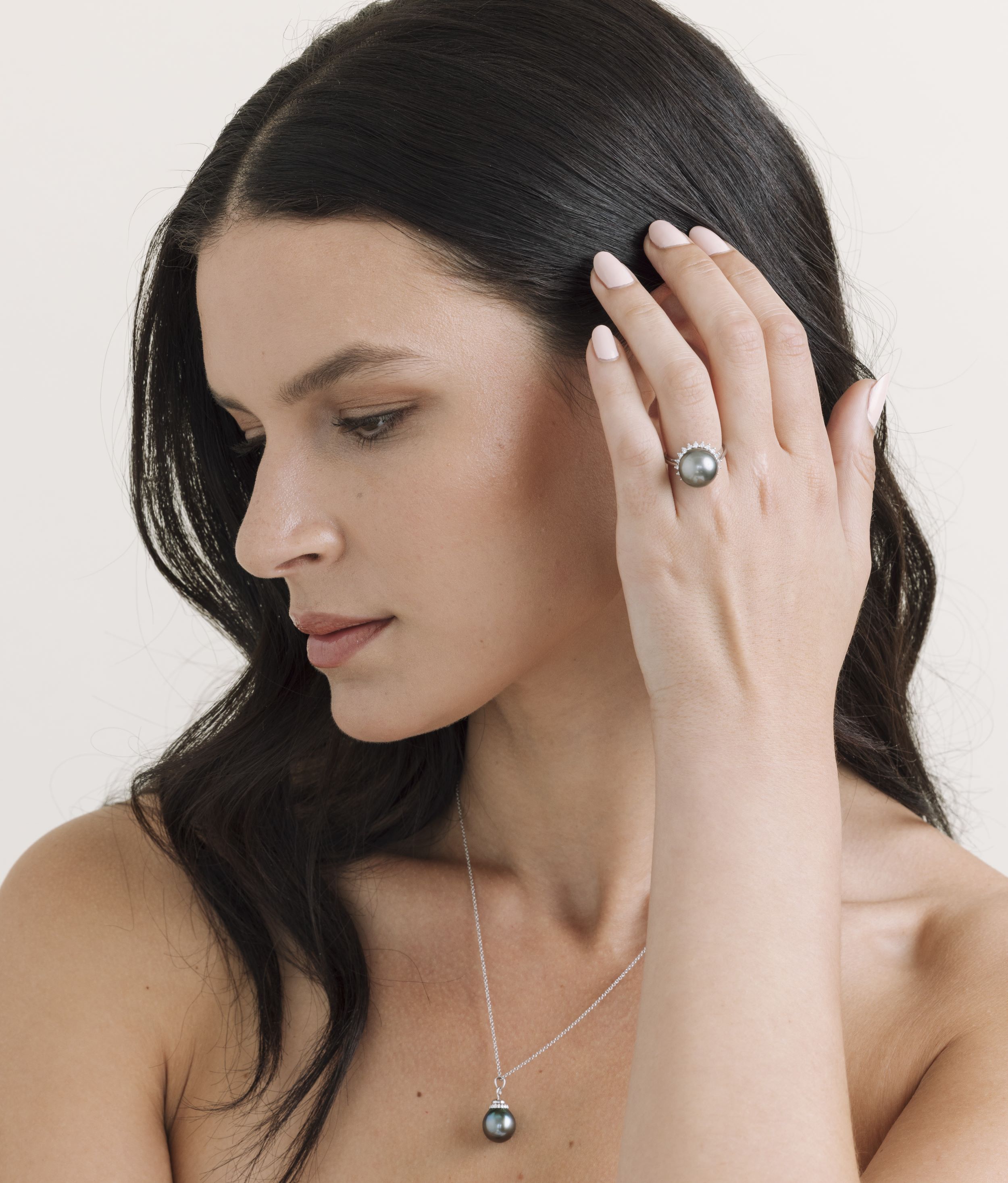 Tahiti-Südseeperle- und Diamant-Ring „Sage“ – Zweites Bild