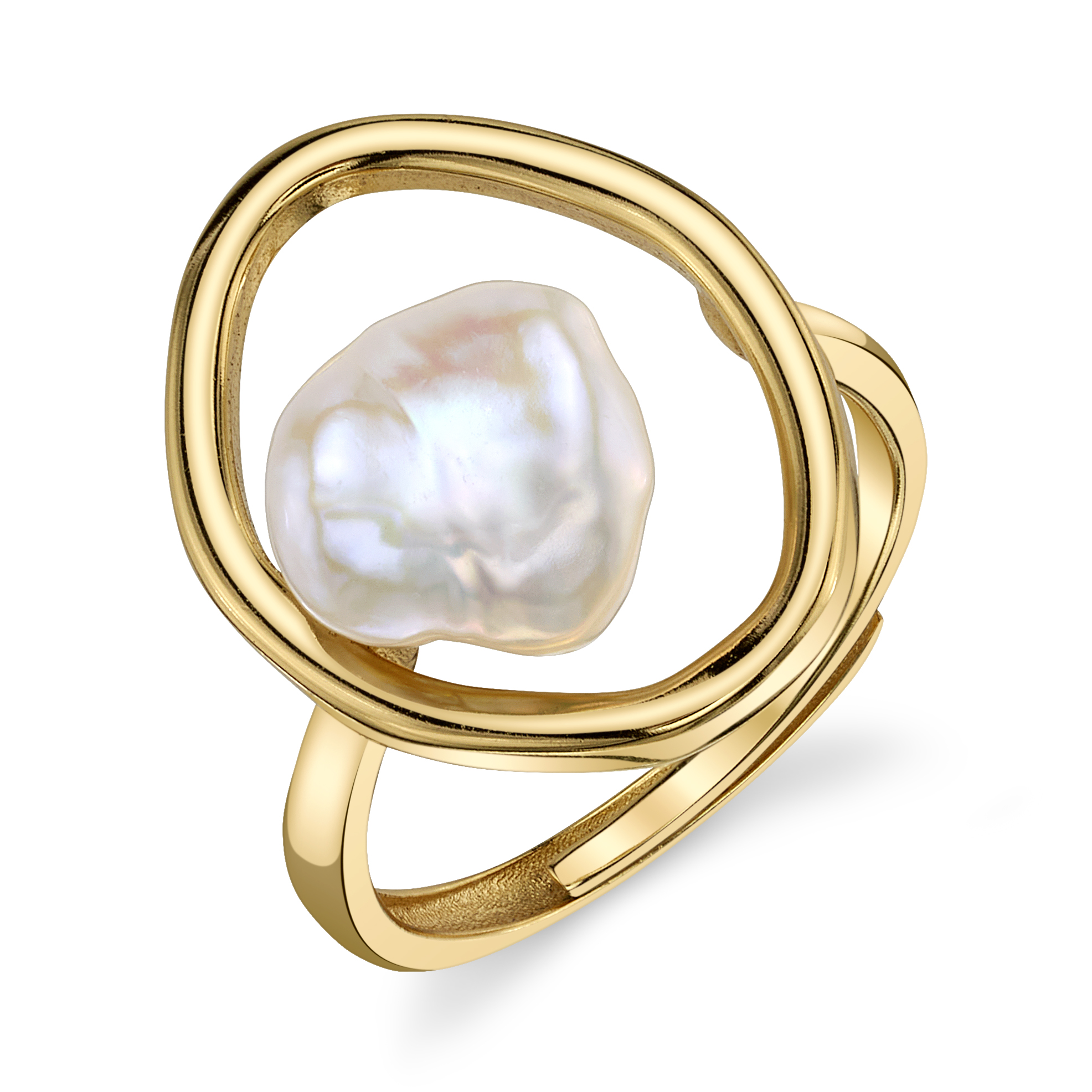 Monroe-Ring mit weißer Süßwasser-Barockperle