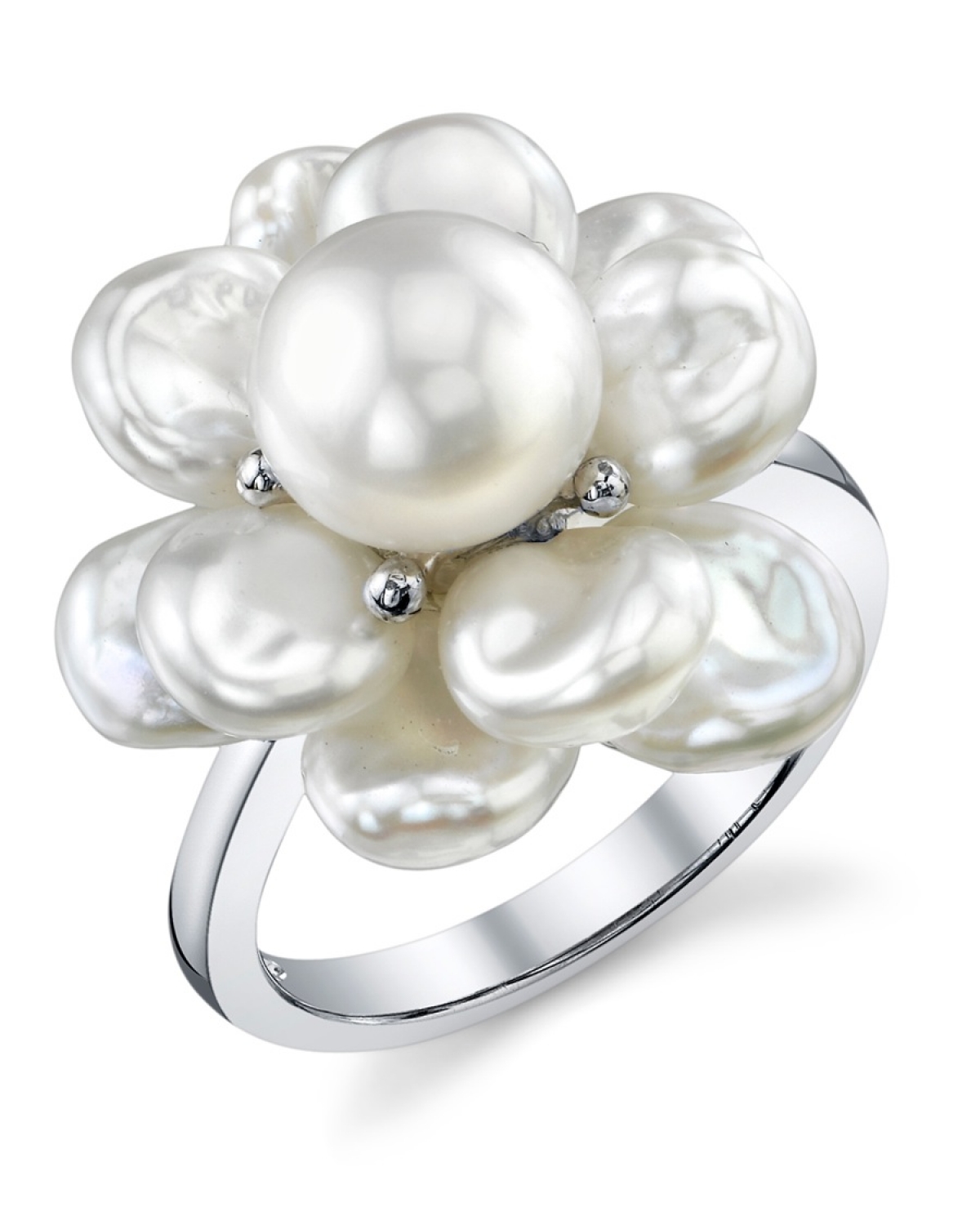 Ring mit weißer Keshi-Zuchtperle aus Süßwasser