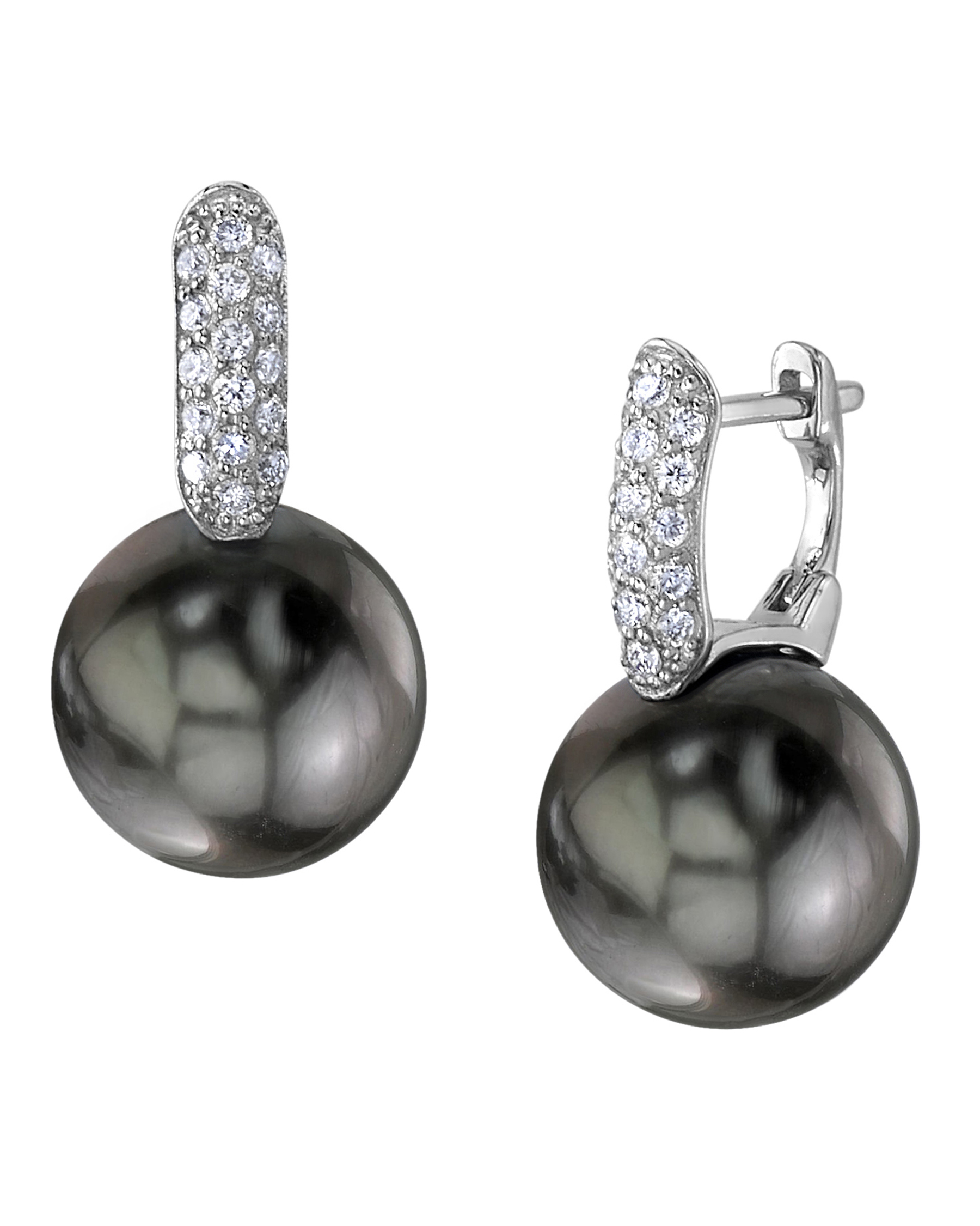 Tahitianische Südseeperlen- und Diamant-Huggie-Ohrringe „Emily“