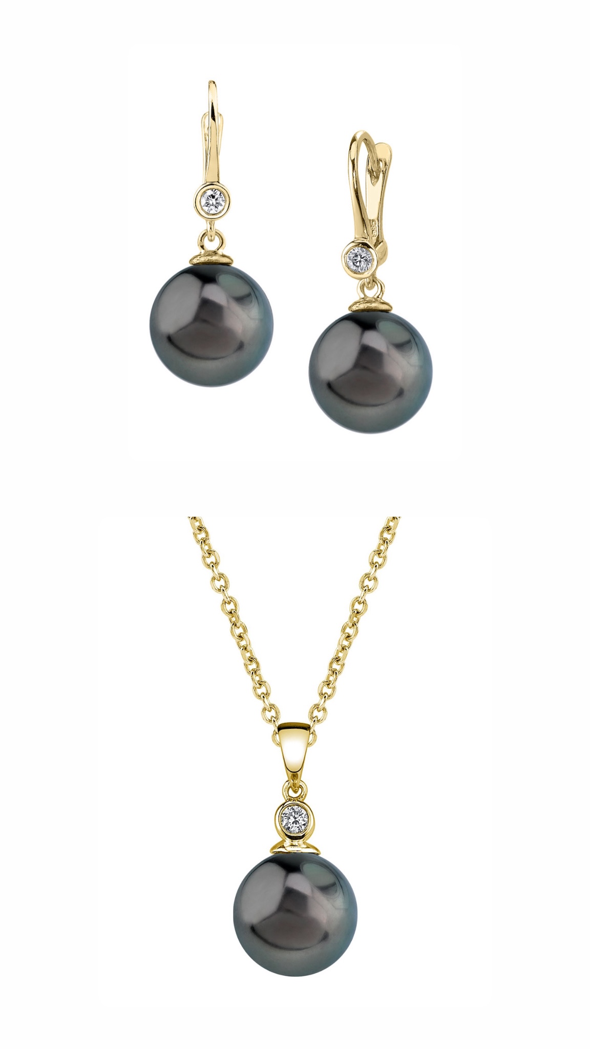 Tahiti-Südseeperlen- und Diamant-Schmuckset „Michelle“