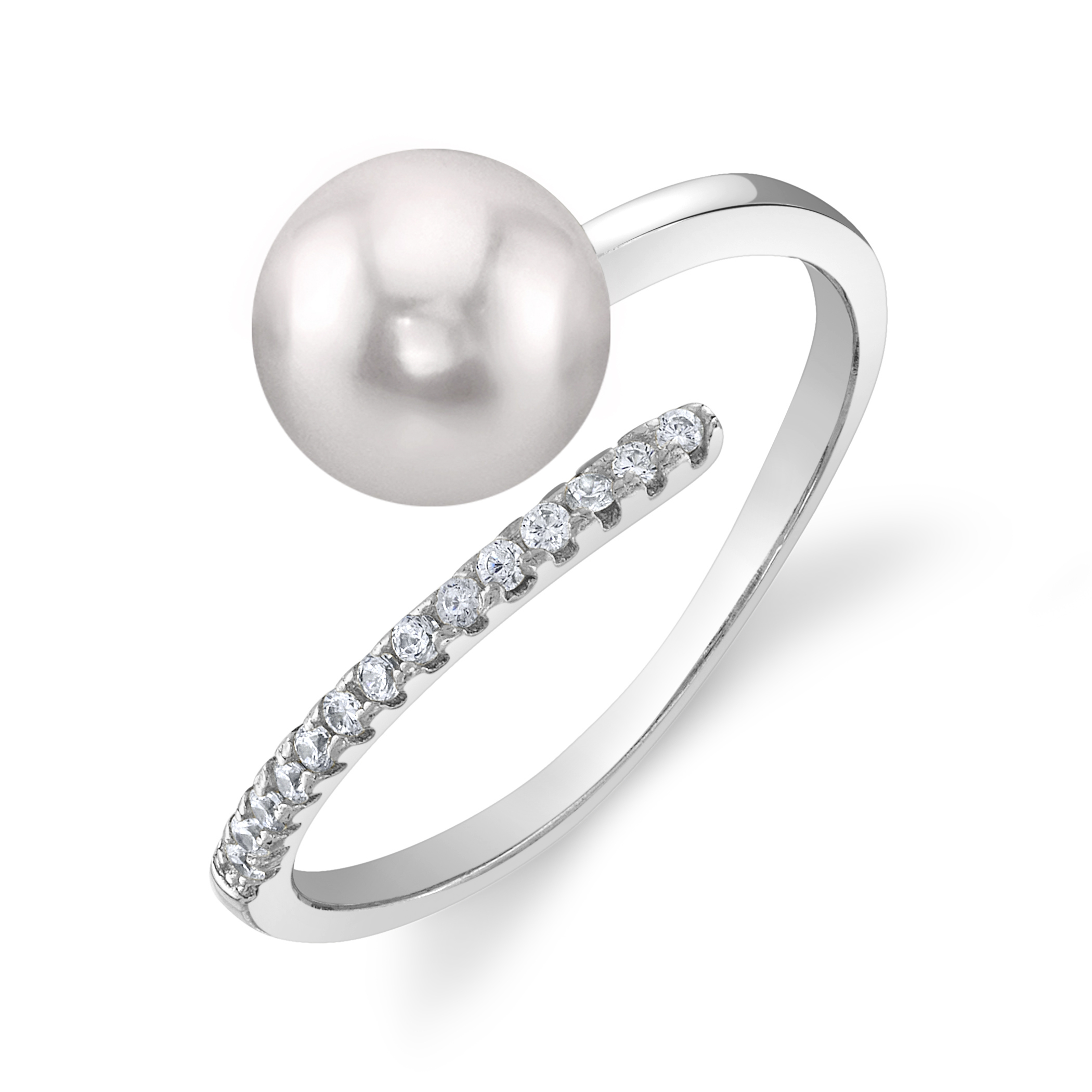 Valentina-Ring mit weißer Südseeperle und Diamanten