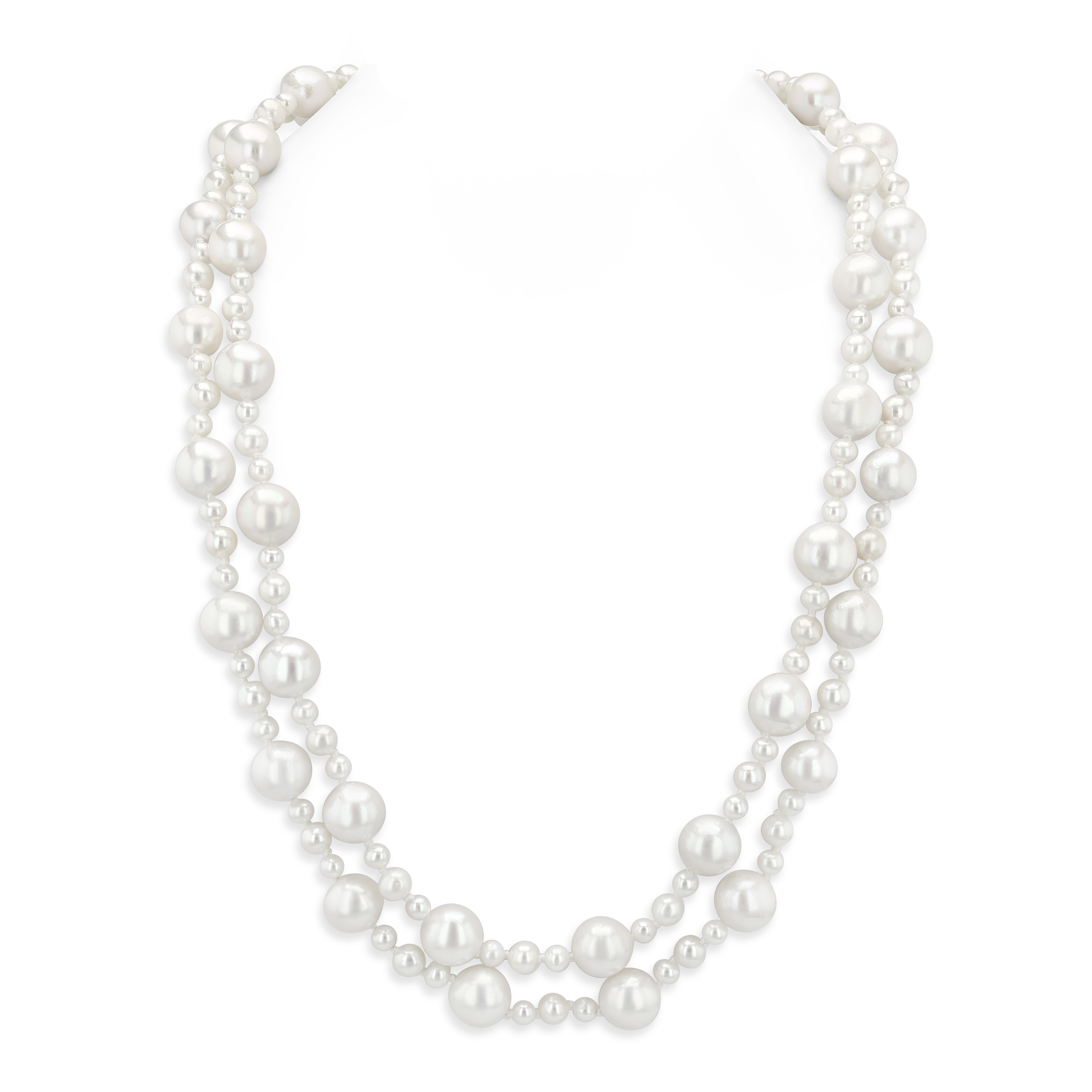 3–8 mm weiße Süßwasser-Doppelperlenkette – AAA-Qualität