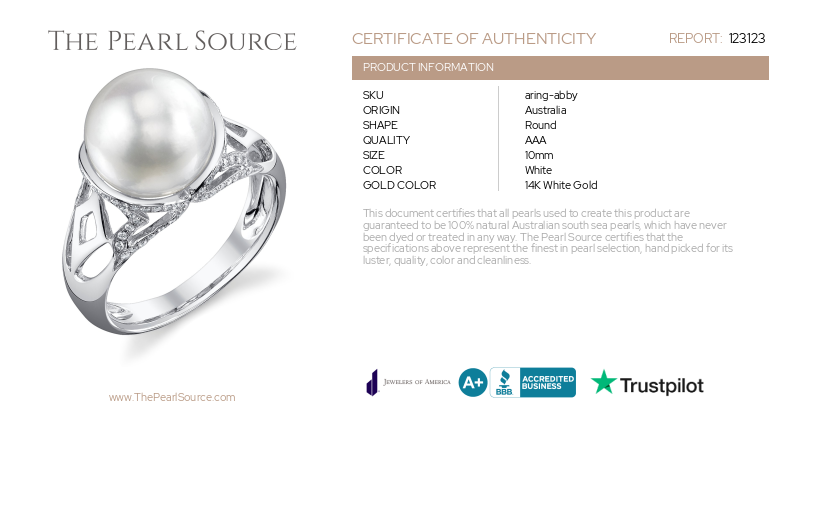 Ring mit weißer Südseeperle und Diamanten – mit Zertifikat