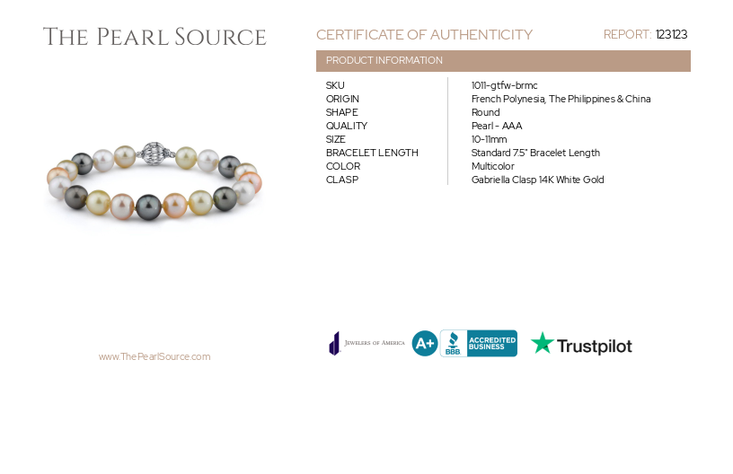 10-11mm South Sea & Freshwater Multicolor Bracelet - AAA Quality-Certificate