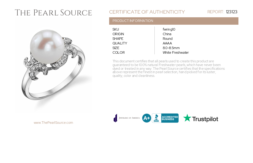 Ring mit Süßwasserperle und Diamanten – Kronjuwel – Zertifikat