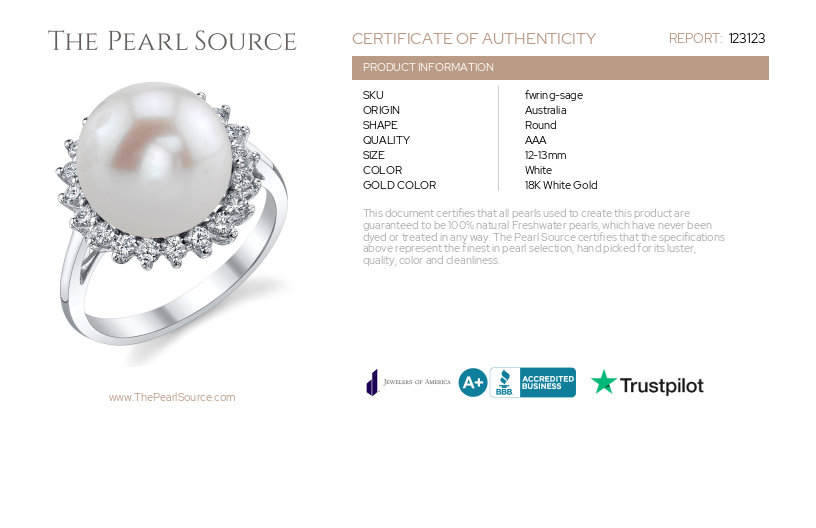 Ring mit Süßwasserperle und Diamanten in Salbeigrün – Zertifikat
