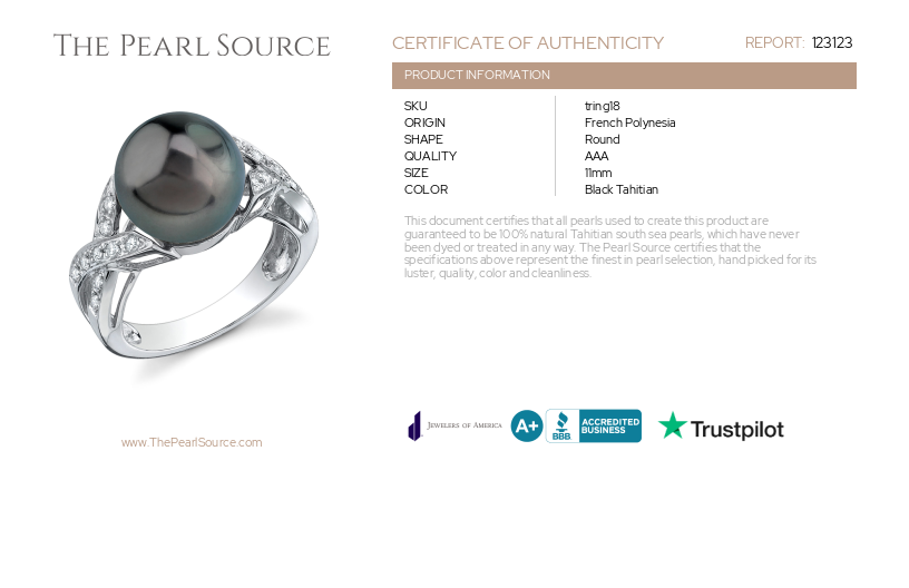 Tahitianischer Südseeperlen- und Diamant-Infinity-Ring – Zertifikat