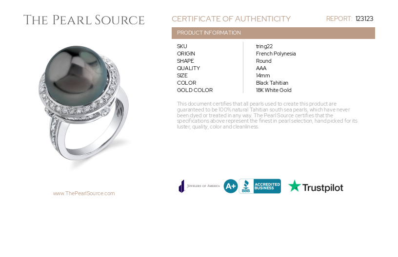 Tahitian South Sea Pearl & Diamond Bella Ring – Zertifikat
